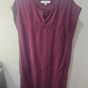 LOFT Deep Red Cap Sleeve Dress